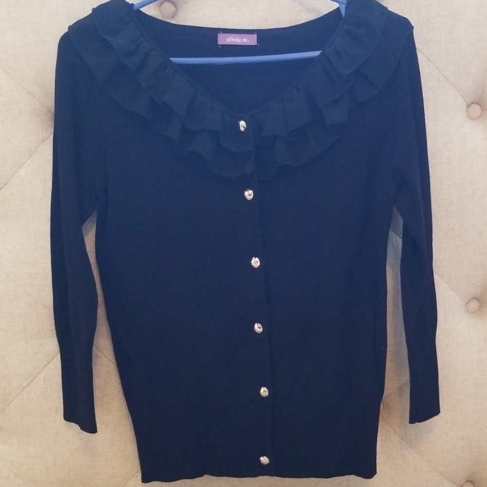 Black ruffle cardigan